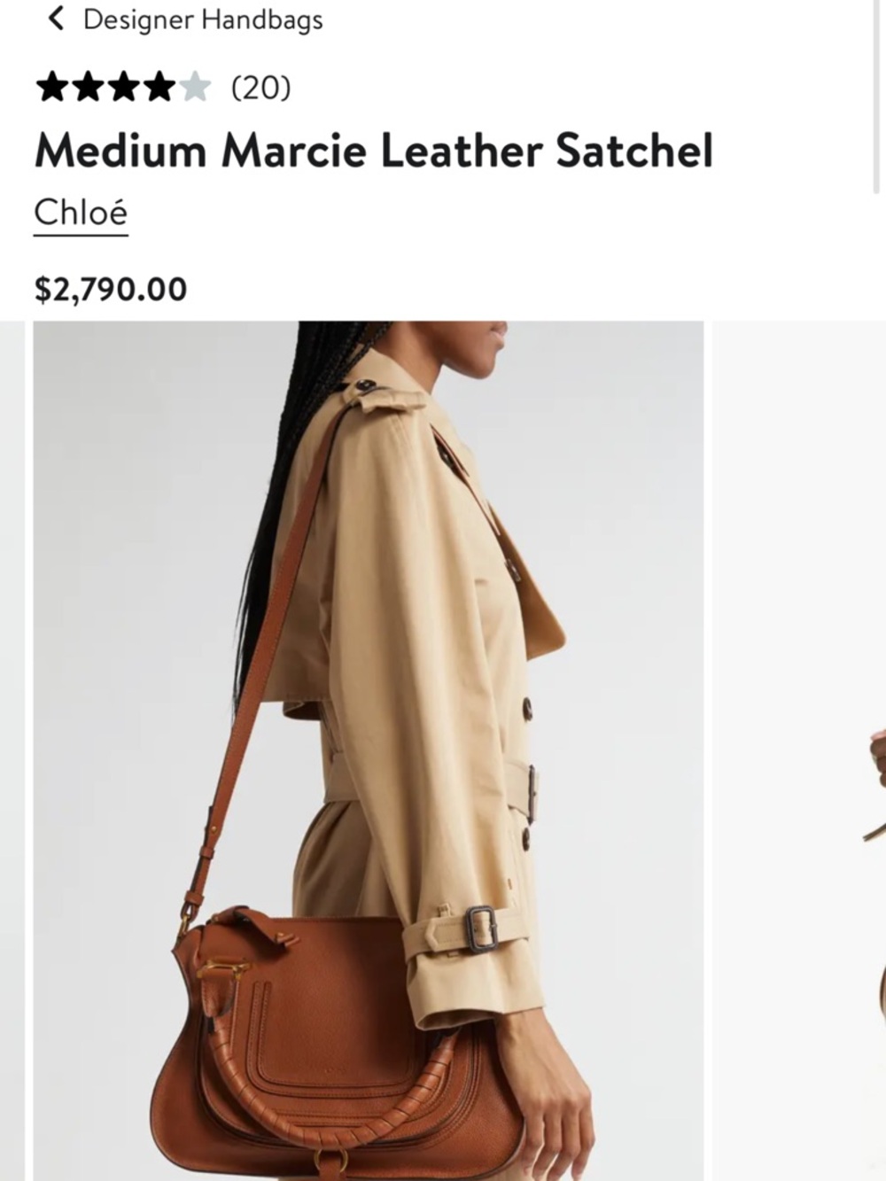 chloe  Medium Marcie Leather Satchel